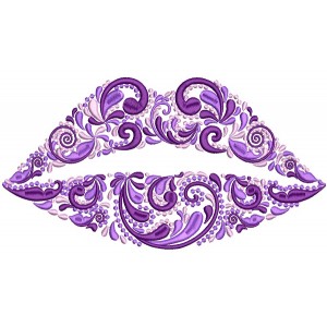 Ornate Mouth Lips Filled Machine Embroidery Design Digitized Pattern